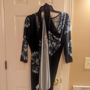 Lularoe Michelle Wrap Dress Size Medium Black with White Starburst Design